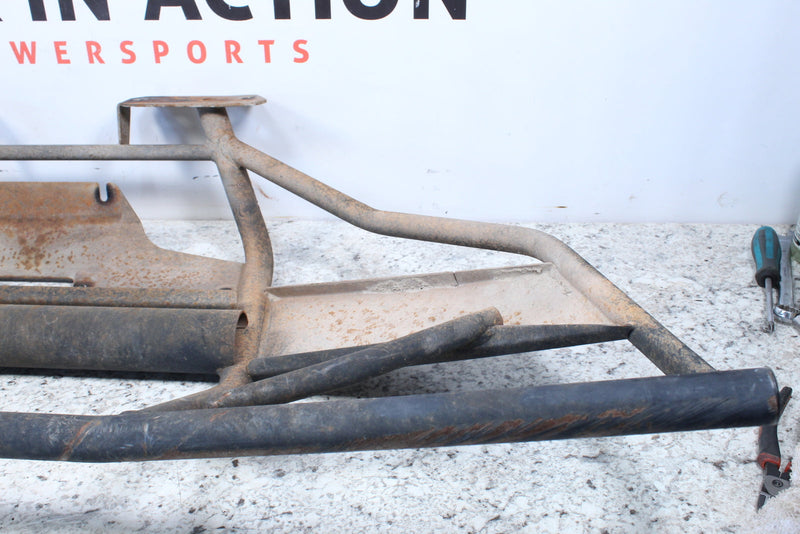 Used metal bumper with rust.