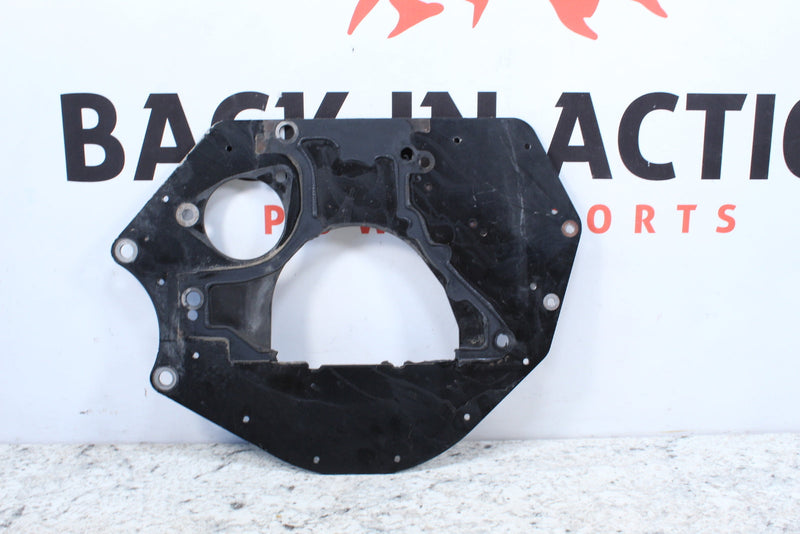 Black metal engine plate.