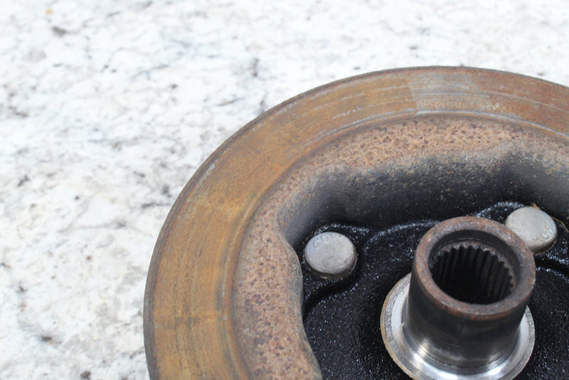Rusted brake rotor with splined hub.