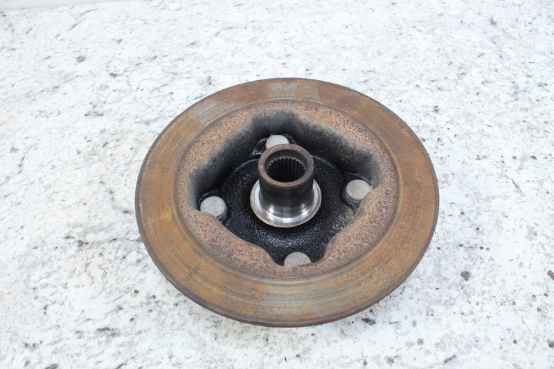 Rusty brake rotor with splined hub.